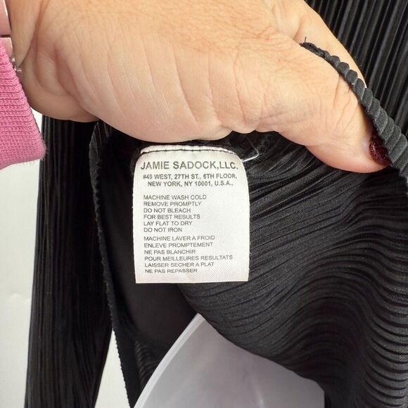 Jamie Sadock Black Crinkle Pleated Golf Jacket Shirt Small Full Zip Front Womens - Picture 13 of 16